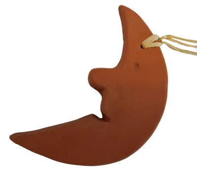 Produktbild von Handgefertigter Keramik Deko-Anhänger Mond natur, 8 cm, modernes Design