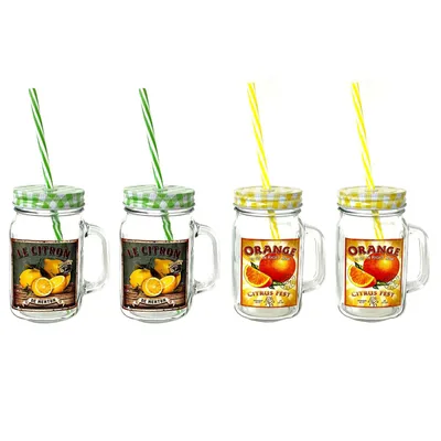 Produktbild von 4er Set Vintage Henkelglas Wasserglas Bar Cocktailgläser Barzubehör