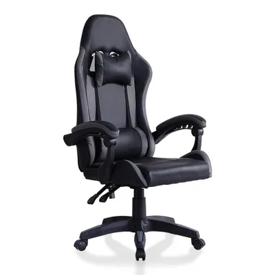 Produktbild von Bürostuhl Ergonomisch Gaming-Stuhl, mit Armlehne, Kopfstütze, Lendenkissen, Grau