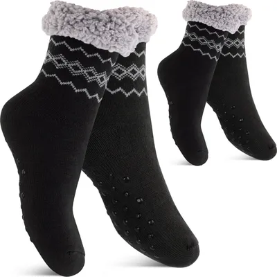 Produktbild von Footstar Damen und Herren Winter Haussocken (2 Paar) Kuschelsocken - Schwarz 35-38