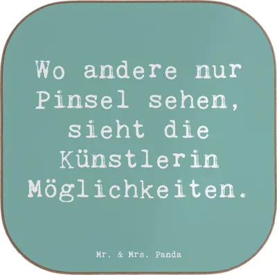Produktbild von Mr. & Mrs. Panda Tassenuntersetzer Spruch Künstlerin Visionen - Meeresbrise - Geschenk, Untersetzer für Gläser, Geschenke mit Herz, Berufstätige, Kreativindustrie, Beruf