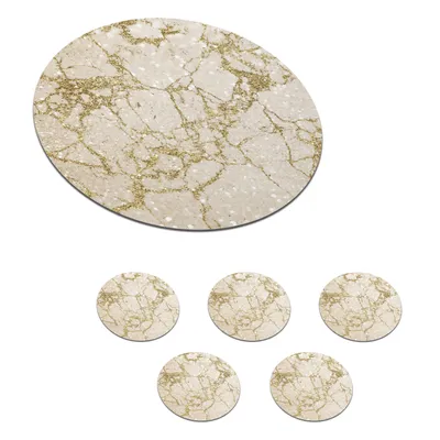 Produktbild von KitchenYeah® Glasuntersetzer Rund 6er Set Marmor - Gold - Glitter 10x10 cm Untersetzer für Gläser - Getränkeuntersetzer - Tischplattenschutz - Tischuntersetzer für Tassen Tisch Bar Glas