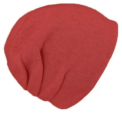 Obrázek produktu pro Dvouvrstvá pletená čepice typu "beanie" od značky Fiebig, jednobarevná, materiál: kašmír, barva: červená, velikost: univerzální