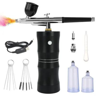 Airbrush-Kit mit Kompressor, 34PSI, 0,4mm, wiederaufladbar, tragbar