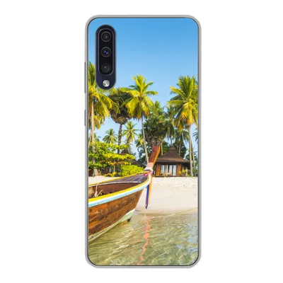 Produktbild von MuchoWow® Handyhülle Schutzhülle Hülle für Samsung Galaxy A30s Strand - Kajak - Sommer Silikon Softcase Handy Hülle - Karteninhaber