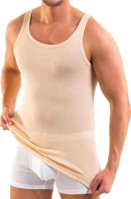 Extralanges Herren Tank Top mit rechteckigem Ausschnitt cream (hautfarben)