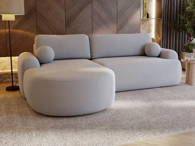Produktbild von GrainGold Ecksofa L-Form Aurio Links - Ecksofa mit Schlaffunktion, Bettkasten - Moderne Ecksofa, Wohnzimmer Sofa - Eckcouch Grau (Lambi 11)