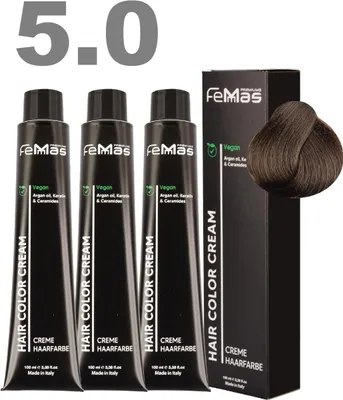 Produktbild von FemMas Haarfarbe mit Arganöl Hellbraun Intensiv 5.0 | 3x100 ml