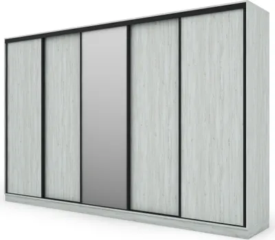 Produktbild von Meblast | Schrank 5D/380; Kiefer Anderson mit 1 Spiegel (schwarze Beschläge) - Premium-Beschläge | Natur, Stil