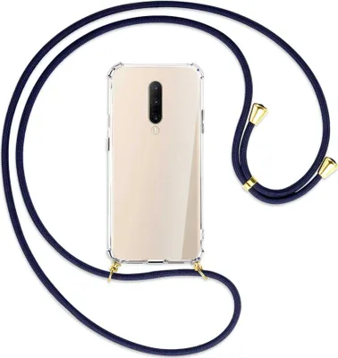 Produktbild von Handykette Backcover-Schutzhülle mit Band (Metall goldfarben) für OnePlus 7 Pro - dunkelblau