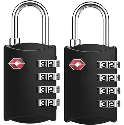 Image de Serrures numériques à combinaison de 4 chiffres, pour valises, sacs à dos, sacs, armoires, couleur noire, lot de 2