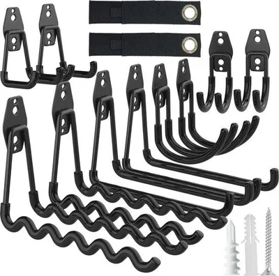Immagine prodotto di Ganci da garage resistenti per biciclette, scale e attrezzi da giardino - 10 ganci da parete in acciaio