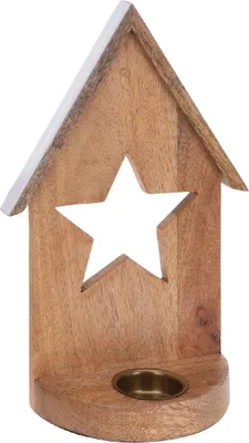 Produktbild von Holzkerzenhalter Haus 29cm, Stern