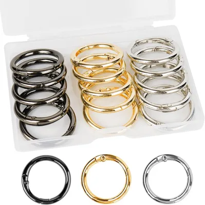 Imagen del producto de Mosquetones redondos, de metal, de 33 mm, paquete de 15 unidades, para llaveros