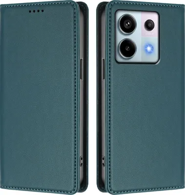 Image de Etui en cuir pour Xiaomi Redmi Note 13 Pro 5G, étui magnétique en cuirPolyuréthaneavec support Vert