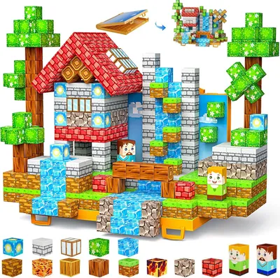 Produktbild von Vefosafe Magnetische Bausteine 84 Teile, Magnetisches Bauwelt Magnetblöcke Fliesen mit Klappbarer Grundplatte, Kinder Spielzeug Geschenk für Jungen