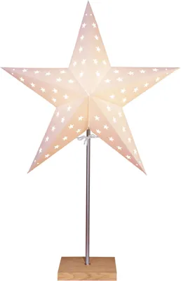Image de Best Season Lampe sur pied "Star" Matière : métal/bois/papier, env. 67x43cm, Couleur : beige/chêne, 233-05