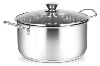 Immagine prodotto di Pentola in acciaio inox - 5 litri - Con coperchio in vetro - Per induzione - Lavabile in lavastoviglie
