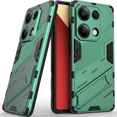 Produktbild von Armor Hülle für Xiaomi Redmi Note 13 Pro 4G, Hybrid PC TPU Bumper Stoßfestes Schutzhülle mit Standfunktion Grün