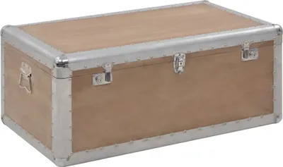 Image de The Living Store Boîte de rangement en sapin massif 91x52x40 cm brun
