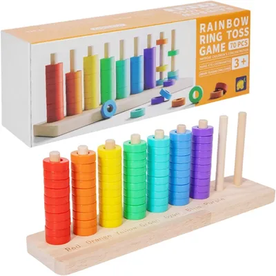 Produktbild von Farbsortier Stapelspielzeug, Holz Stapelspielzeug Zum Sortieren Nach Farben, Holzspielzeug Sortierspielzeug, Für Puzzles, Zuordnungsspiele Usw