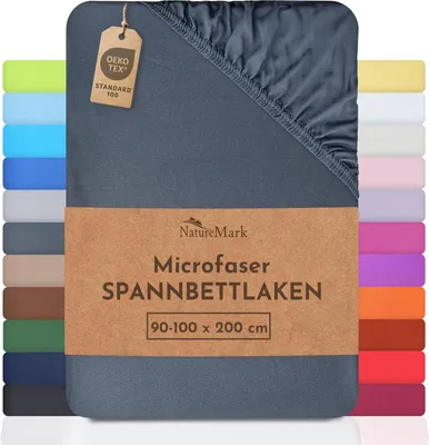 Produktbild von NatureMark - Mikrofaser SPANNBETTLAKEN zum Sparpreis! viele Größen und Farben Markenware (90x200-100x200 cm, anthrazit grau)