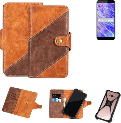 Produktbild von K-S-Trade Handy-Hülle Schutz-Hülle Bookstyle Case Wallet-Case kompatibel mit HomTom S99i Handy Cover Bumper Kantenschutz Smartphone dunkelbraun