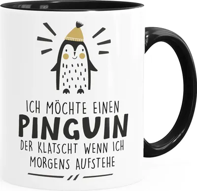 Produktbild von Kaffee-Tasse Ich möchte einen Pinguin Bürotasse Spruchtasse Kaffeebecher MoonWorks® Inner-Schwarz Keramik-Tasse