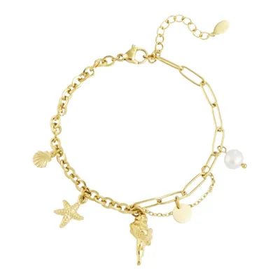 Produktbild von Armband Gliederarmbandanhänger Goldfarben Süßwasserperle Urlaub Yehwang (at)