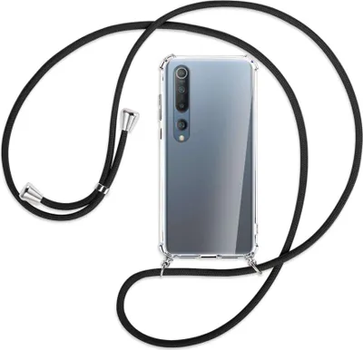 Produktbild von Handykette Backcover-Schutzhülle mit Band (Metall silberfarben) für Xiaomi Mi 10 (Pro) - schwarz
