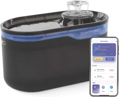 EMOS GoSmart Katzenbrunnen 2,6l mit Filtrationssytem, WLAN Pet Care Trinkbrunnen für Hund und Katze 