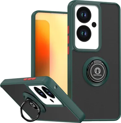 Obrázek produktu pro Pouzdro pro Oppo Reno11 F matné průsvitné TPU pouzdro s prstencovým držákem a stojánkem tmavě zelená
