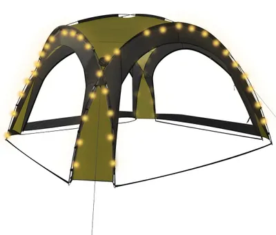 Productafbeelding van vidaXL Partytent met LED-verlichting en 4 zijwanden, 3,6x3,6x2,3 meter, groen