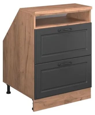 Produktbild von Küchenschrank für Dachschrägen Vicco R-Line Anthrazit Landhaus 60 cm mit 2 Schubladen, Schrankkorpus 60 cm Tiefe, Model 60496