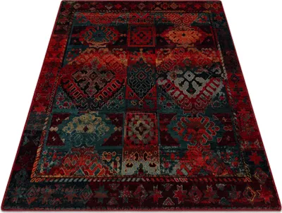 Zdjęcie produktu dla Dywan wełniany OMEGA AVAR Kwadrat Ramka, romby, orientalny - rubin czerwony 170x170 cm