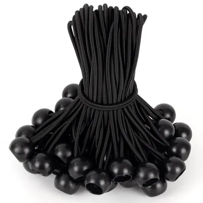 Produktbild von Spanngummis mit Kugel 15cm Schwarz 50 Stück Latex UV-beständig