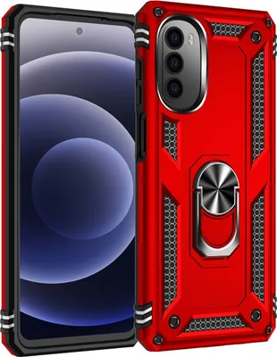 Produktbild von Mobigear Armor Ring  Motorola Moto G82 Hülle Hardcase Backcover Stoßfest mit Ringhalter - Rot