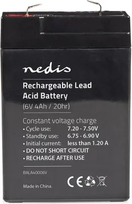 Produktbild von Nedis Wiederaufladbare Blei-Säure-Batterie - Lead-Acid - Wiederaufladbar - 6 V - 4000 mAh