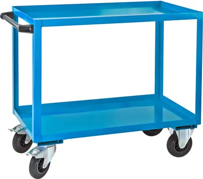 Produktbild von Tischwagen mit 2 Etagen | HxBxT 91x100x50cm | Gesamtraglast 100kg | Lichtblau