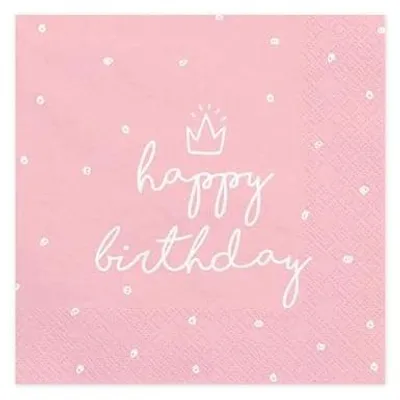 Zdjęcie produktu dla Serwetki papierowe happy birthday czarne 33X33 cm urodziny impreza 20 szt