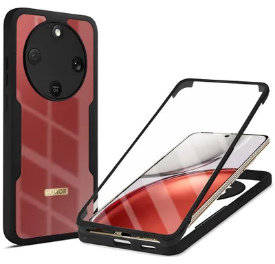 Produktbild von Handyhülle 360° mit Displayschutz für Honor Magic8 Lite, Techsuit ColorVerse, Transparent mit schwarzen Rahmen
