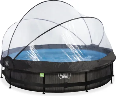Produktbild von EXIT Black Wood Pool ø360x76cm mit Filterpumpe und Abdeckung - schwarz