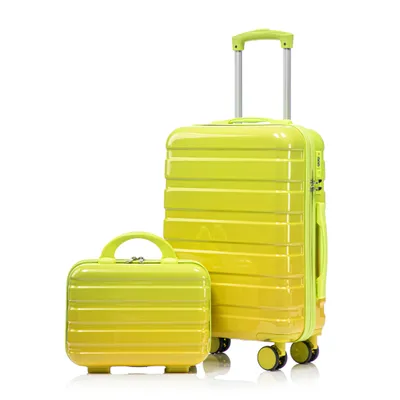 Image de LVHOM Set de valises rigides 2 pièces en ABS, 14"-20", avec roulettes 360°, set de valises de voyage, set de trolleys imperméables, vert