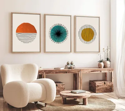 Produktbild von Wallity, Dekoratives gerahmtes MDF-Gemälde (3 Teile), 35 x 50 cm | 100% MDF (3 mm), Rahmen: 100% MASSIVHOLZ (2,5 cm) | Stilvolle Wanddekoration für jedes Zuhause.