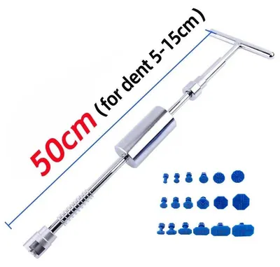 Produktbild von Ausbeulwerkzeug Auto - Dent Puller Set - Gleithammer & Rückschlaghammer - Karosserie Beulenreparatur - Klebelaschen 18 Stück - 50 cm