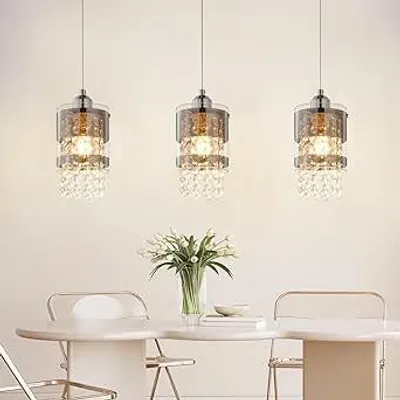 Produktbild von ZMH Pendelleuchte Esstisch Hängelampe 3 Flammig E27 Glas Hängeleuchte Höhenverstellbares Kronleuchter 150CM Modern für Wohnzimmer Schlafzimmer