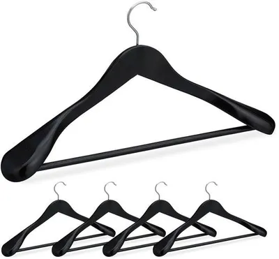 Produktbild von Famanu Holzkleiderbügel Set von 5 Stück mit breiten Schultern - Schwarz