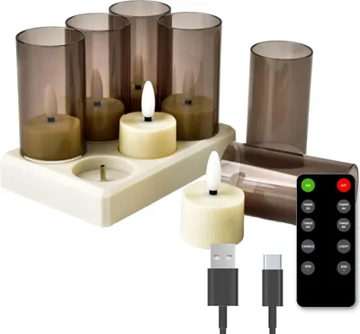 Produktbild von FlinQ wiederaufladbare LED-Teelichter – bewegliche Flamme – inkl. Fernbedienung – Nachbildungskerzen – 6er-Set