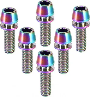 Productafbeelding van Titanium M5 bout - 18 mm - Bout voor stuur van een fiets - Met afdichtringen - Fietsaccessoire - Bout voor fietsstuur - Geschikt voor racefietsen en mountainbikes