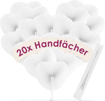 Produktbild von Famanu Papierfächer 20 Stück - Handfächer für Hochzeiten